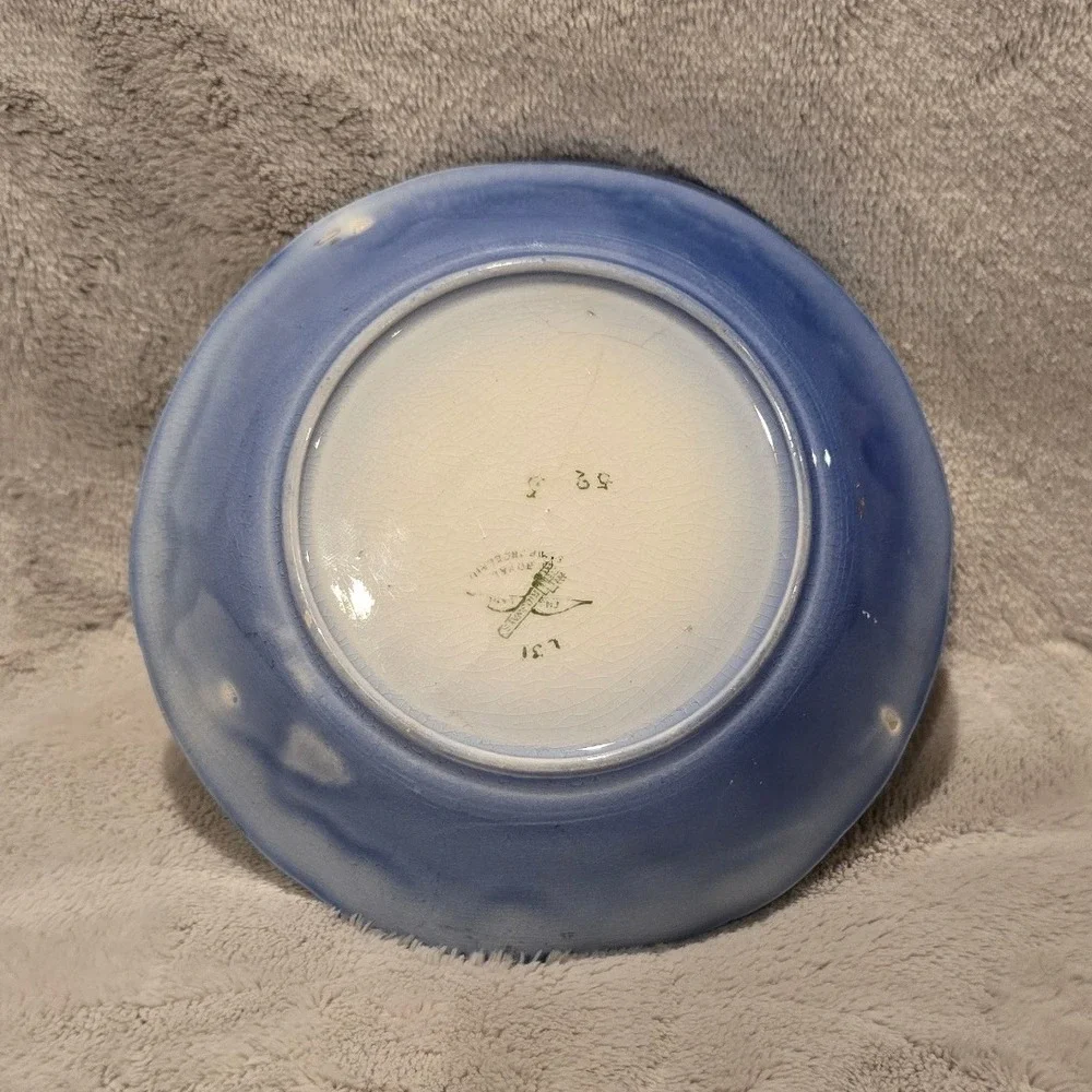Vintage Rideways England‎ Cobalt Blue/Gold Filigree Edge Gilded Bowl Dish 5.25